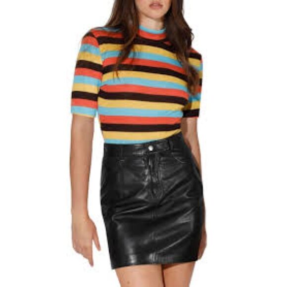 Walter Baker Amberlynn Mod Stripe Mock Neck Knit Top Small Retro - Picture 1 of 10